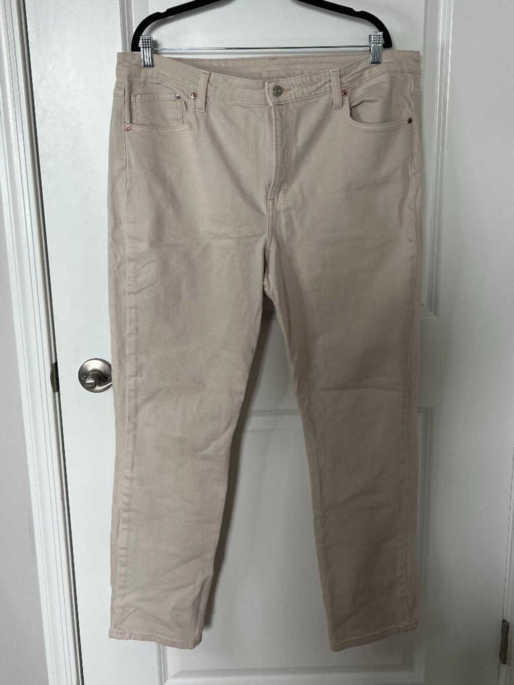 H&M Slim Straight Ultra High Waist Pants in Cream Size 18